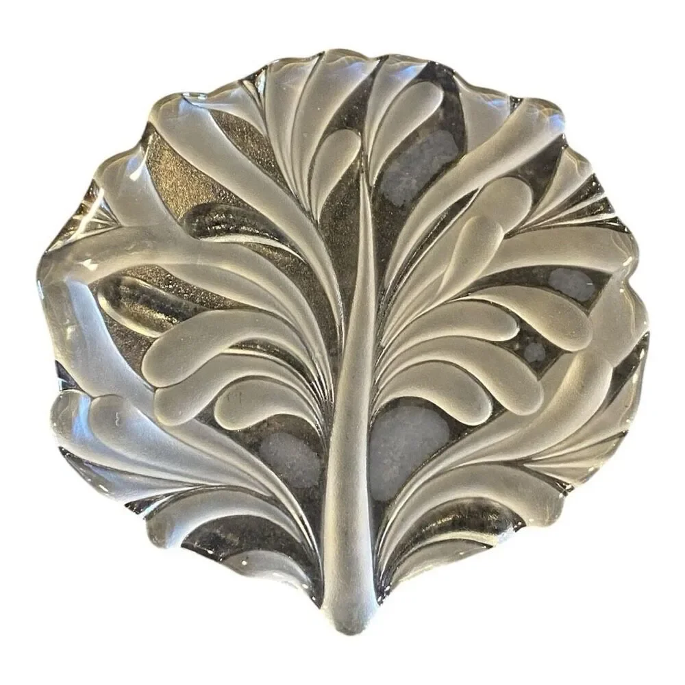 Mikasa Walther Crystal Germany Foliage Tree Trivet Platter 70’s